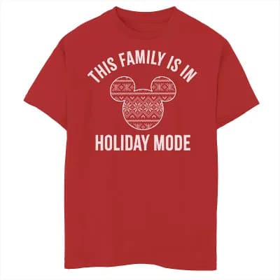 Disney's Mickey Mouse & Friends Boys 6-20 Christmas Family Holiday Mode Graphic Tee
