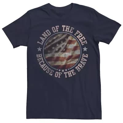 Big & Tall Land Of The Free Because Of The Brave USA Tee
