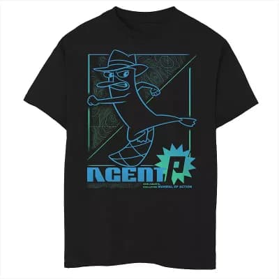 Disney's Phineas & Ferb Boys 6-20 Mammal Of Action Line Art Graphic Tee