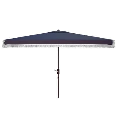 Safavieh Milan Fringe Rectangular Crank Umbrella