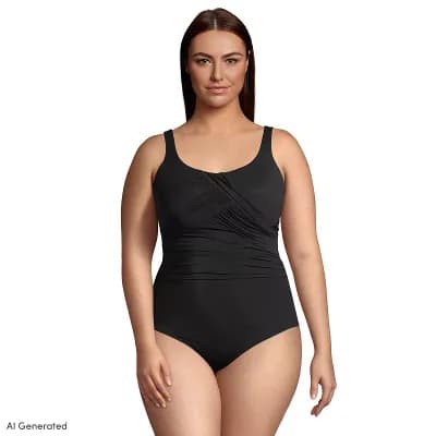 Plus Size Lands' End Carmela SlenderSuit G-Cup Print One-Piece Swimsuit