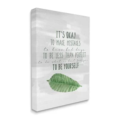 Stupell Home Decor Motivational Okay to Make Mistakes Green Leaf Unframed Wall Decor