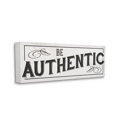 Stupell Home Decor Be Authentic Phrase Bold Black Typography Swirls Wall Decor