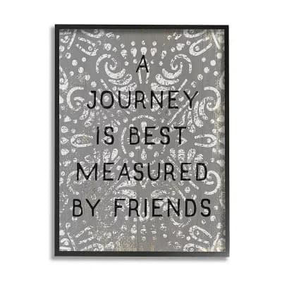 Stupell Home Decor Best Measured By Friends Phrase Distressed Boho Pattern Framed Wall Decor