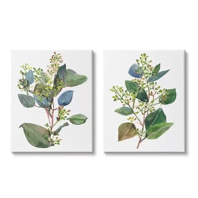 Stupell Home Decor Soft Eucalyptus Design Canvas Wall Art 2 pc Set
