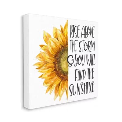 Stupell Home Decor Rise Above Sunshine Sunflower Canvas Wall Art
