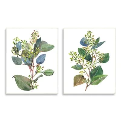 Stupell Home Decor Soft Eucalyptus Plant Plaque Wall Art 2 pc Set