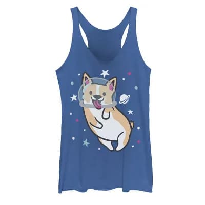Juniors' Space Corgi Graphic Tank Top