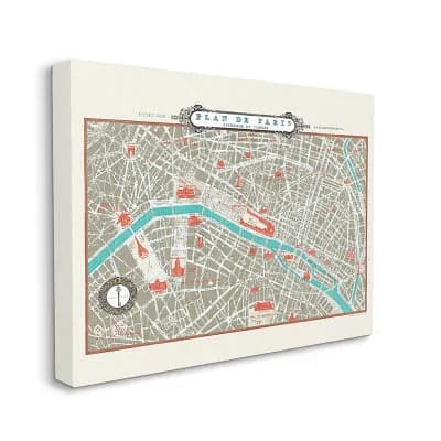 Stupell Home Decor Vintage Inspired Parisian Map Canvas Wall Art