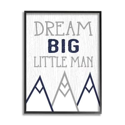 Stupell Home Decor Dream Big Little Man Mountain Range Framed Wall Art