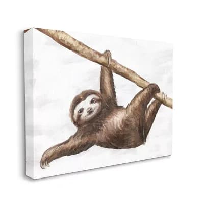Stupell Home Decor Jungle Sloth Playing Canvas Wall Art