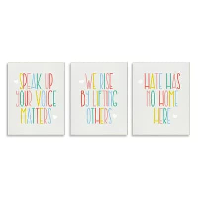 Stupell Home Decor Hate Has No Home Here Plaque Wall Art 3 pc Set