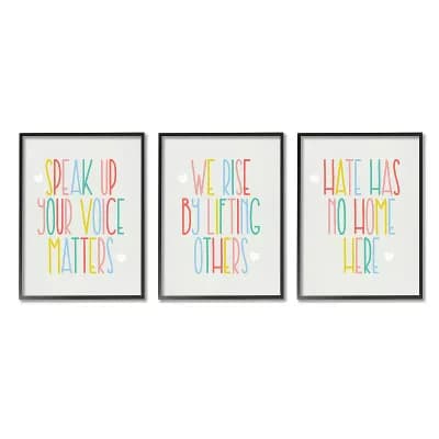 Stupell Home Decor Hate Has No Home Framed Wall Art 3 pc Set
