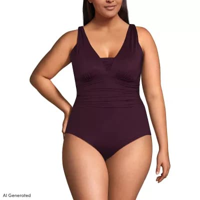 Plus Size Lands' End DDD-Cup SlenderSuit Tummy Control One-Piece Swimsuit