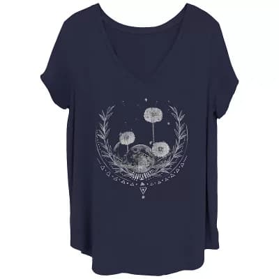 Juniors' Plus Size Dandelions And Moon Crescent Tee