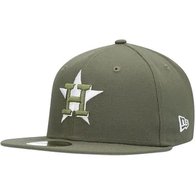 Men's New Era Olive Houston Astros Logo White 59FIFTY Fitted Hat