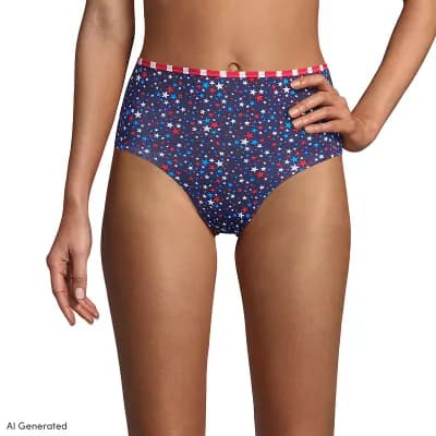 Women's Lands' End UPF 50 Reversible High-Waist Bikini Bottoms