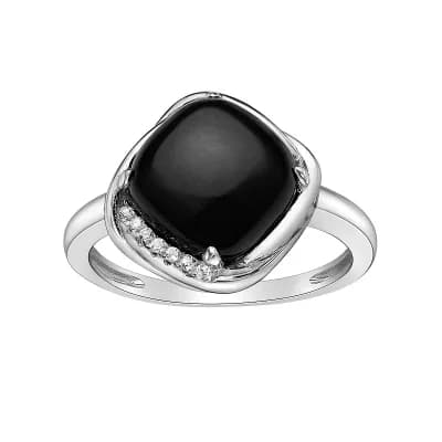 Gemminded Silver Spring Black Onyx & White Topaz Ring