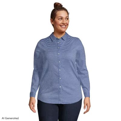 Plus Size Lands' End Reversible Boyfriend Fit Long Sleeve Tunic Top