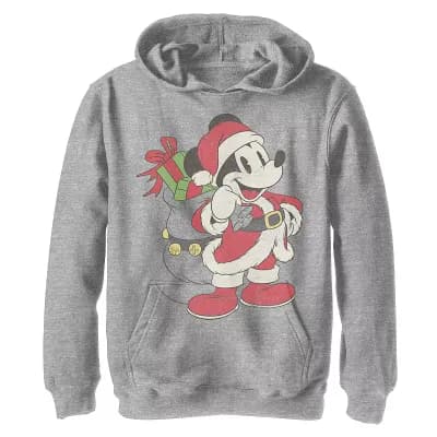 Boys 4-20 Disney Mickey Mouse Christmas Santa Claus Portrait Graphic Hoodie