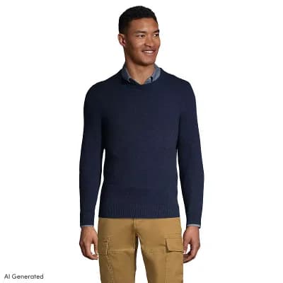 Big & Tall Lands' Fine Gauge Cashmere V-neck Sweater