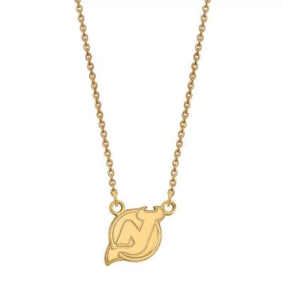 LogoArt Sterling Silver New Jersey Devils Small Pendant Necklace