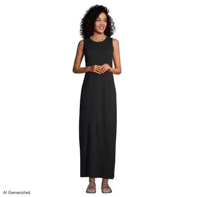 Women's Lands' End High Neck Cover-Up Maxi Dress