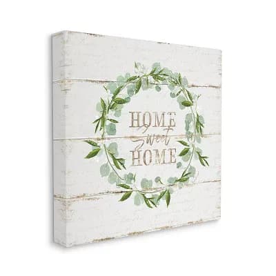 Stupell Home Decor Sweet Home Greeting Eucalyptus Wreath Wall Art