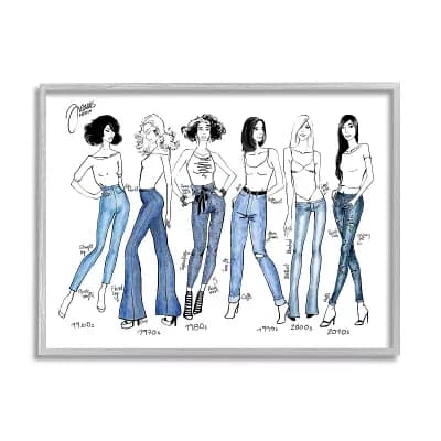 Stupell Home Decor Denim By Decades Fashion Jeans Framed Wall Art