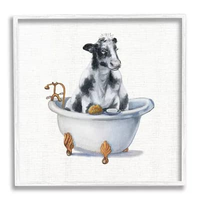 Stupell Home Decor Dairy Cow in Bathtub Wall Art