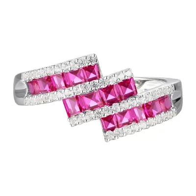 MASTERPIECE Sterling Silver Lab-Created Ruby & Lab-Created White Sapphire Ring