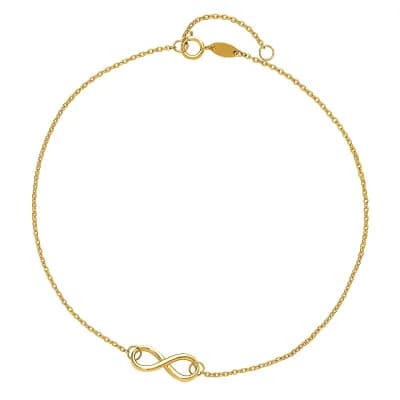 14k Gold Infinity Charm Anklet