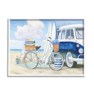 Stupell Home Decor Van Bike Beach Framed Wall Art