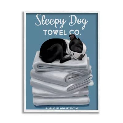 Stupell Home Decor Sleepy Dog Towel Co. Boston Terrier Framed Wall Art