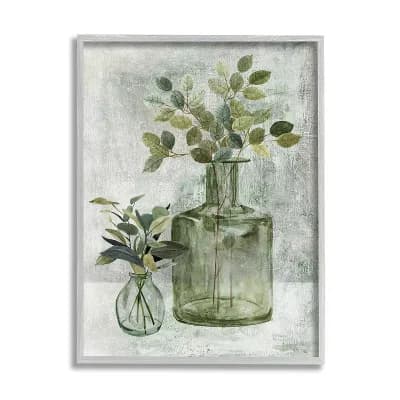 Stupell Home Decor Herbal Plants Green Leaves Country Vase Painting