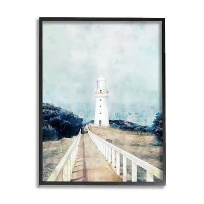 Stupell Home Decor Lighthouse Coastal Landscape Framed Wall Art