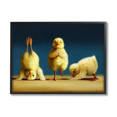 Stupell Home Decor Yoga Chicks Funny Stretching Poses Farm Animal Painting