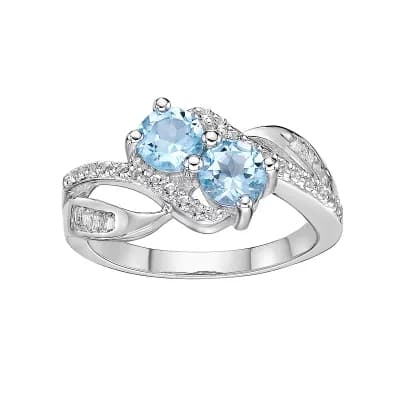 Gemminded Sterling Silver Blue & White Topaz Ring