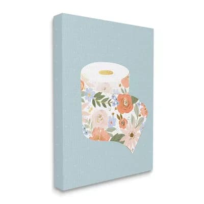 Stupell Home Decor Spring Floral Toilet Paper Canvas Wall Art