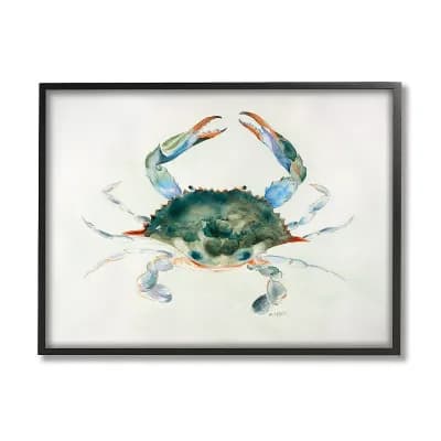 Stupell Home Decor Watercolor Blue Sea Crab Framed Wall Art