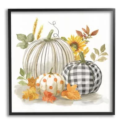 Stupell Home Decor Pattern Pumpkins Autumn Framed Wall Art