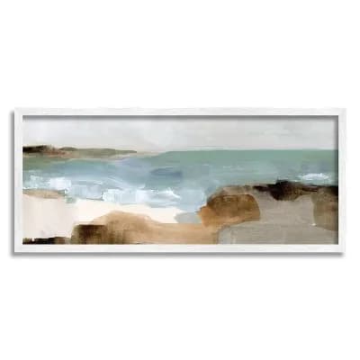 Stupell Home Decor Ocean Wave Landscape Muddy Earth Tones Long Framed Wall Art