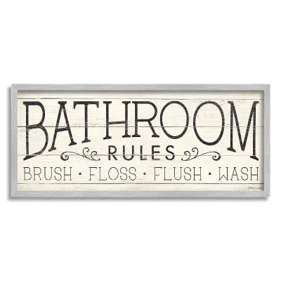 Stupell Home Decor Bathroom Rules Rustic Framed Wall Art