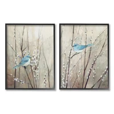 Stupell Home Decor Peaceful Perched Blue Birds Animal Framed Wall Art