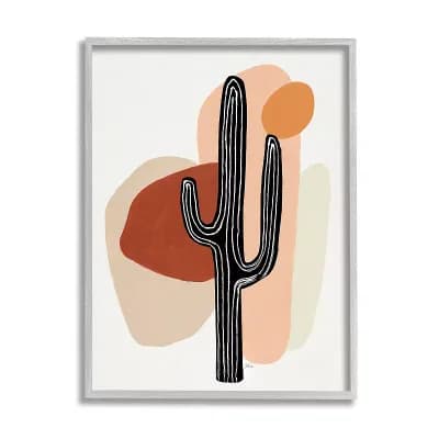 Stupell Home Decor Western Terracotta Desert Cactus Plant Brown Framed Wall Art