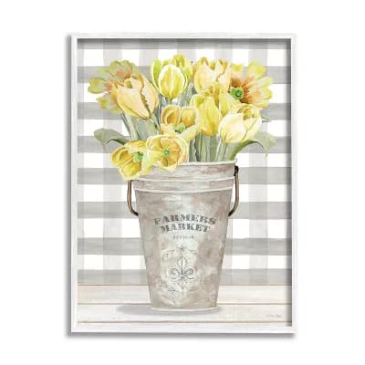 Stupell Home Decor Yellow Country Tulips Plaid Framed Wall Art