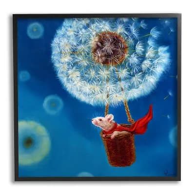 Stupell Home Decor Mouse Dandelion Hot Air Balloon Framed Wall Art