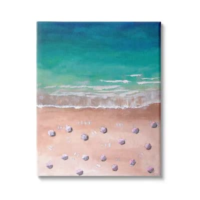 Stupell Home Decor Warm Blue Tide Umbrella Beach Canvas Print Wall Art