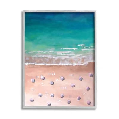 Stupell Home Decor Warm Blue Tide Umbrella Beach Framed Wall Art