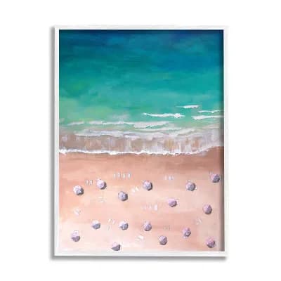 Stupell Home Decor Warm Blue Tide Umbrella Beach Framed Wall Art